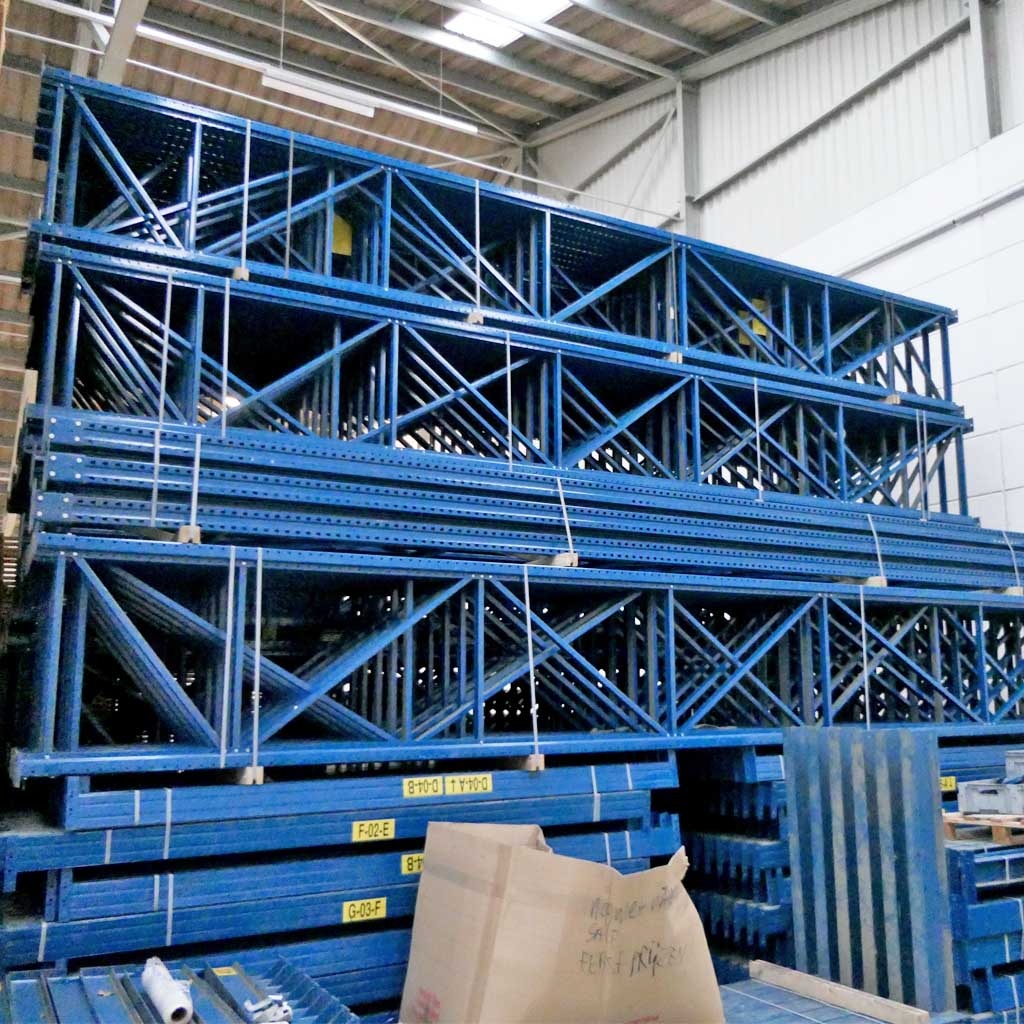 Voordeelrij gebruikte Polypal palletstelling 7500x12525x950mm (hxbxd) - 6 niveaus 4 secties
