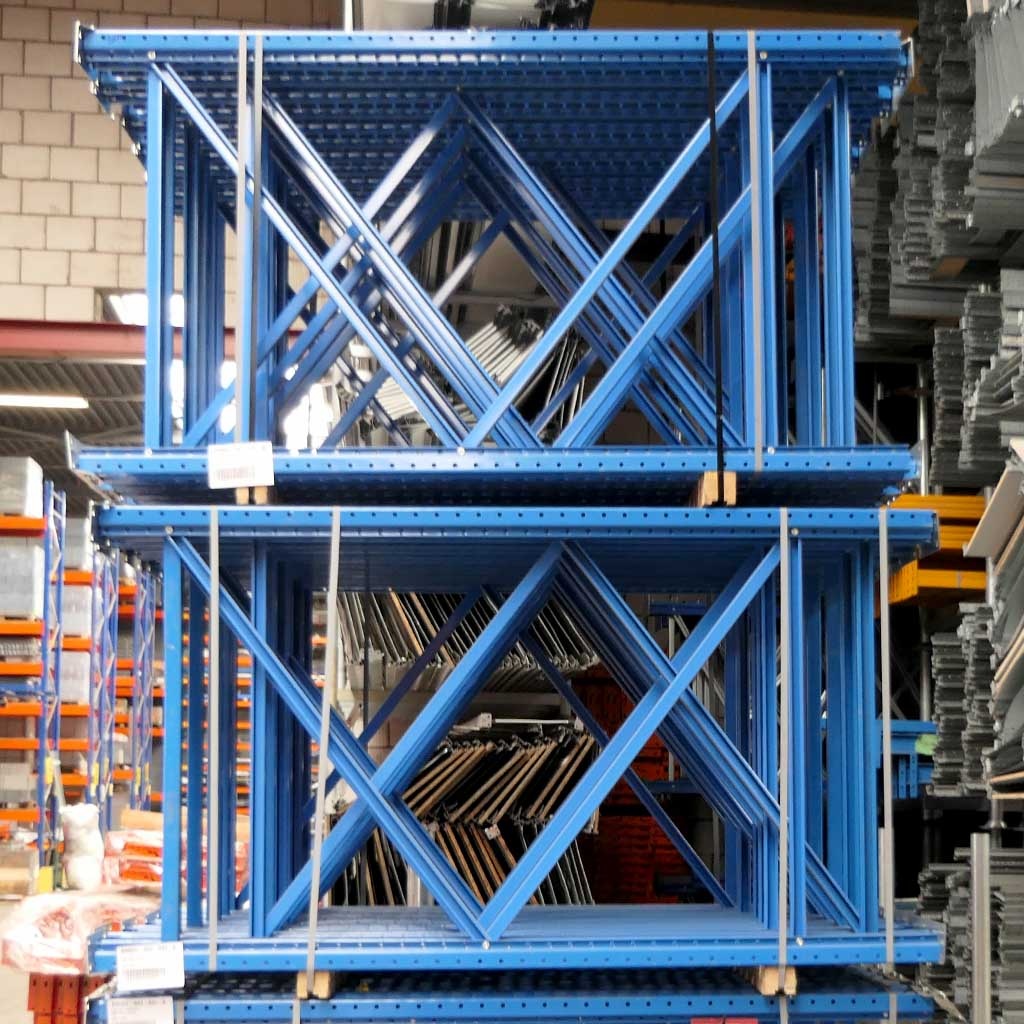 Voordeelrij gebruikte Stow palletstelling 2000x8240x1100mm (hxbxd) - 2 secties 2 niveaus