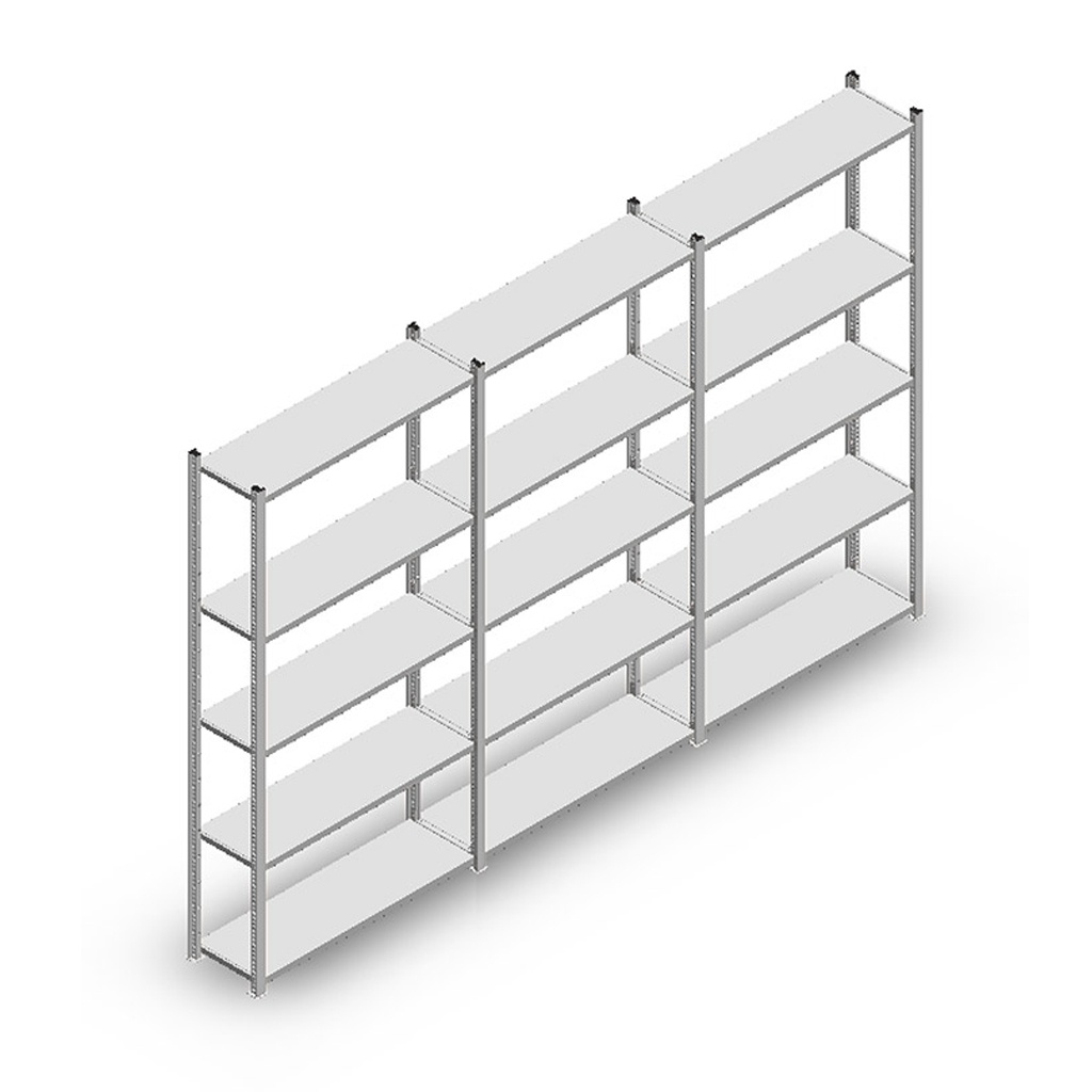 Voordeelrij Legbordstelling Light Duty 2000x3000x300, 5 niveaus metaal verzinkt 40 kg
