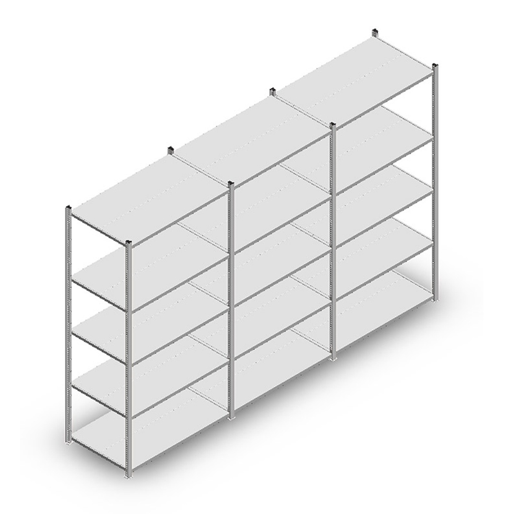 Voordeelrij Legbordstelling Light Duty 2000x3000x600, 5 niveaus metaal verzinkt 80 kg