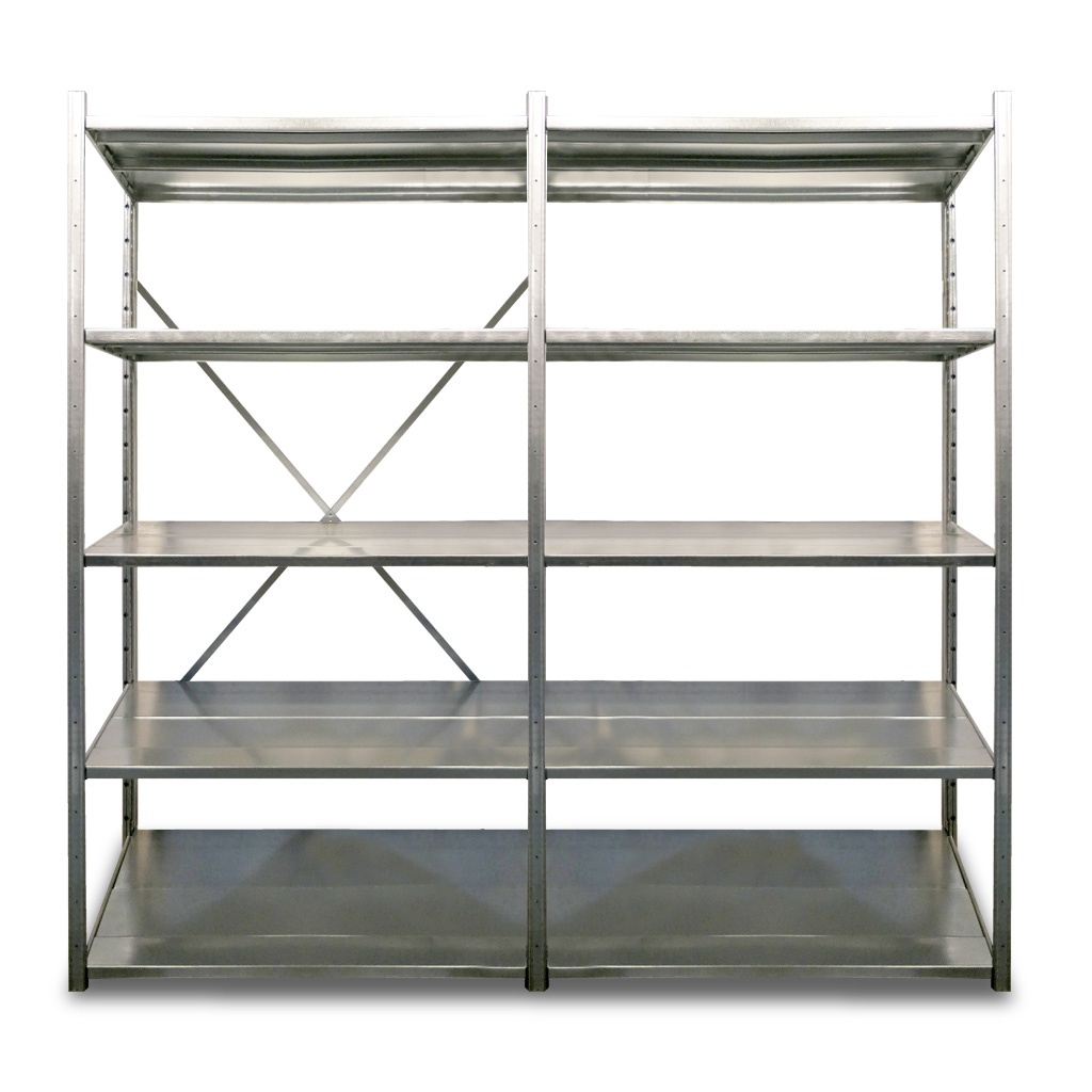 Voordeelrij Legbordstelling Light Duty 2000x5000x500, 5 niveaus metaal verzinkt 100 kg