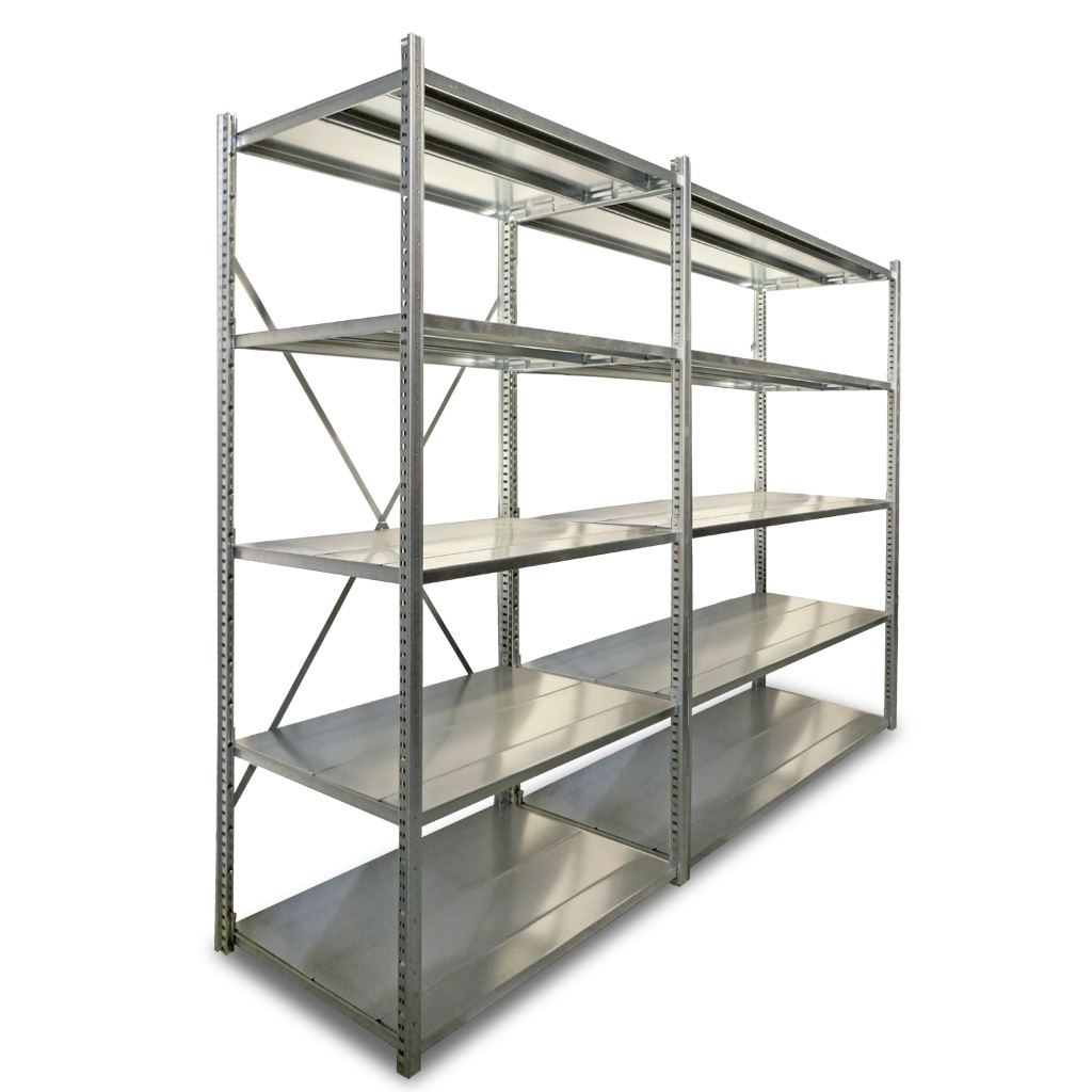 Voordeelrij Legbordstelling Light Duty 2000x5000x500, 5 niveaus metaal verzinkt 100 kg