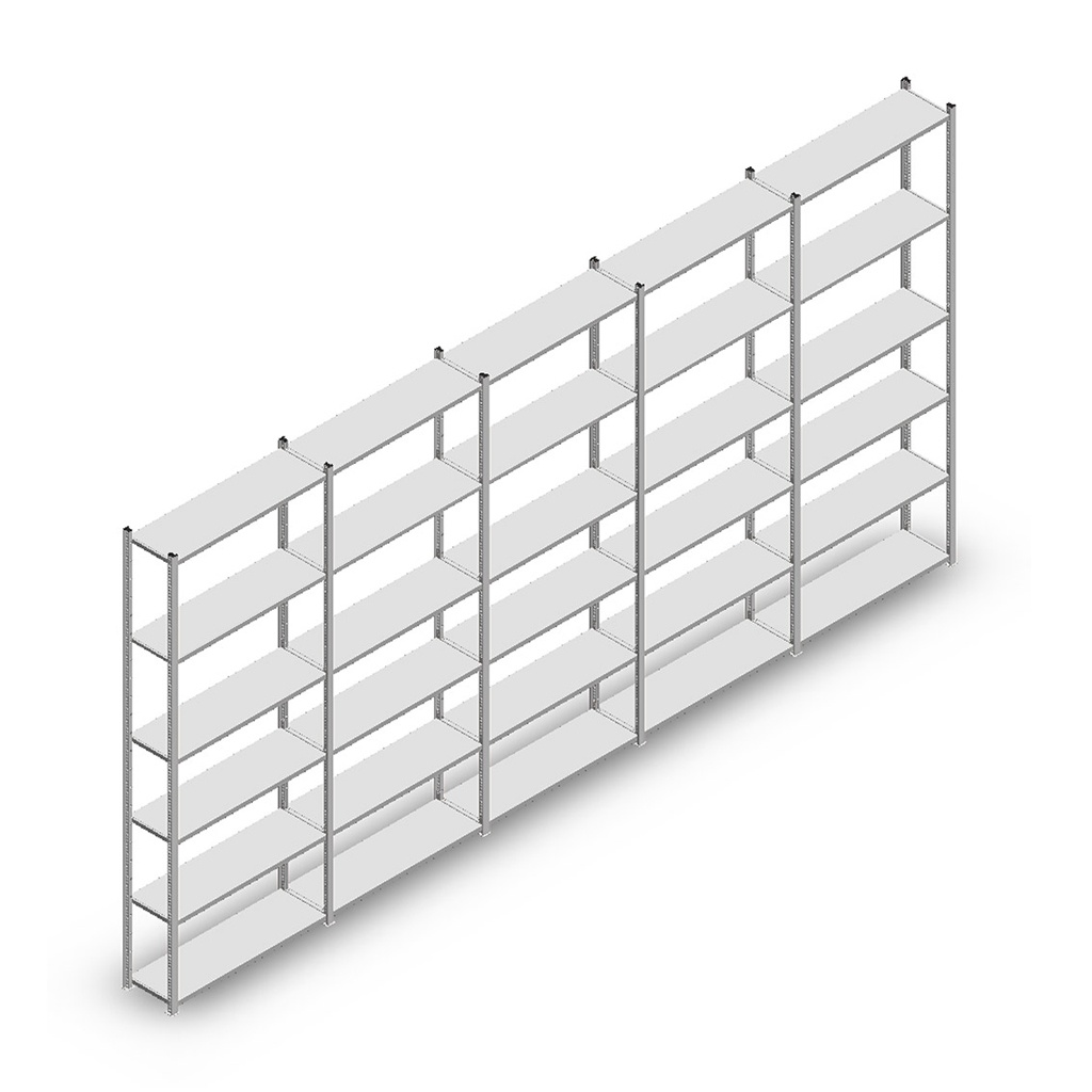 Voordeelrij Legbordstelling Light Duty 2500x5000x300, 6 niveaus metaal verzinkt 40 kg