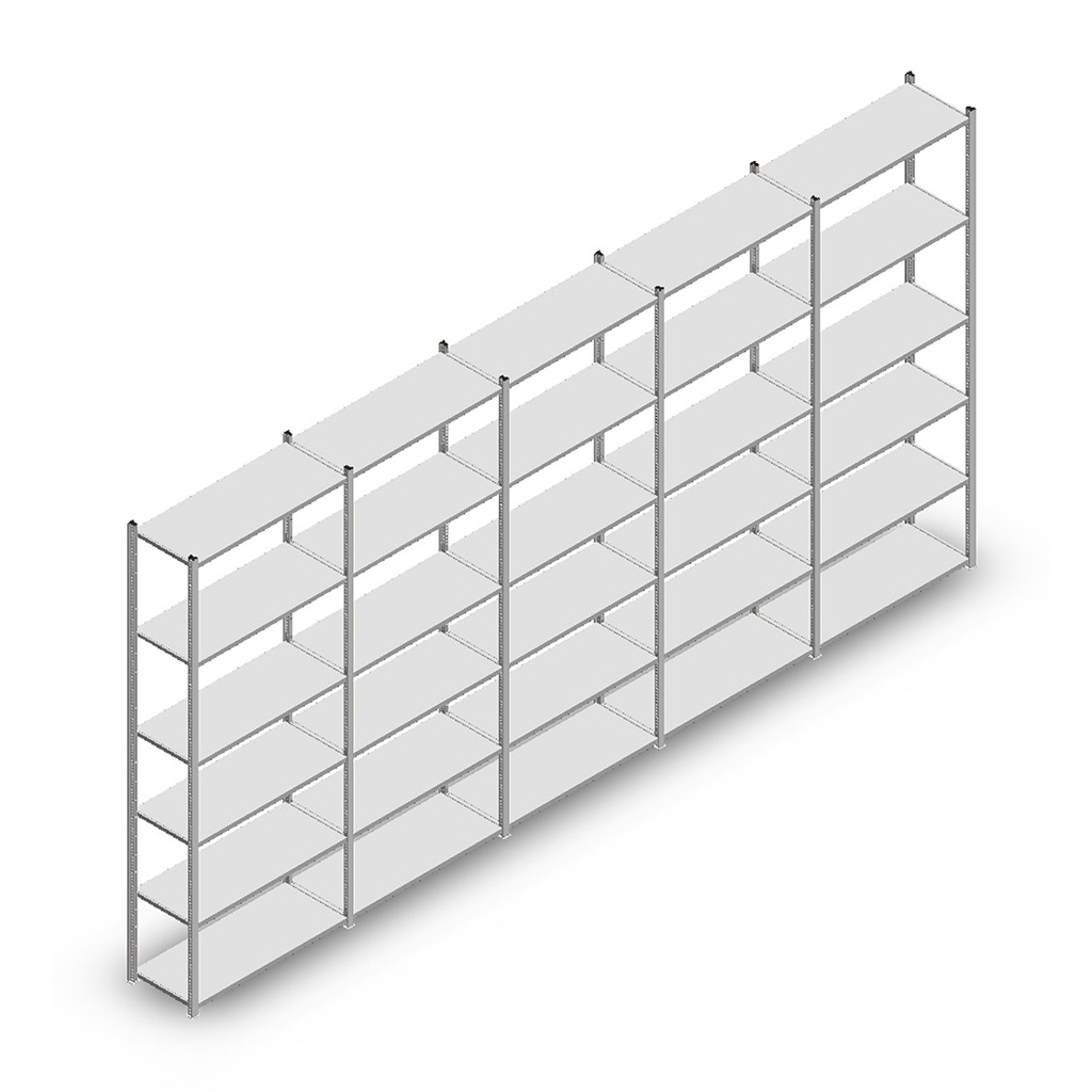 Voordeelrij Legbordstelling Light Duty 2500x5000x400, 6 niveaus metaal verzinkt 120 kg