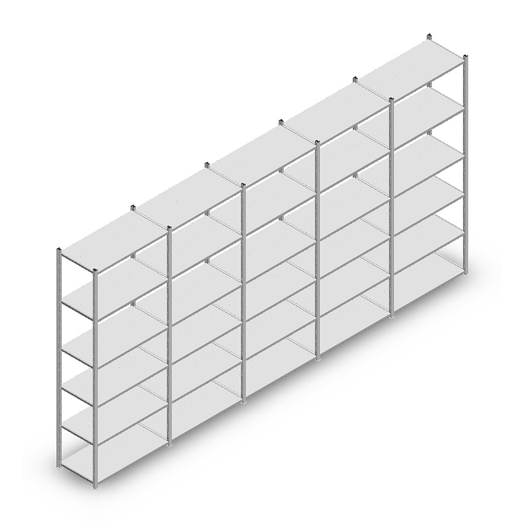 Voordeelrij Legbordstelling Light Duty 2500x5000x500, 6 niveaus metaal verzinkt 100 kg