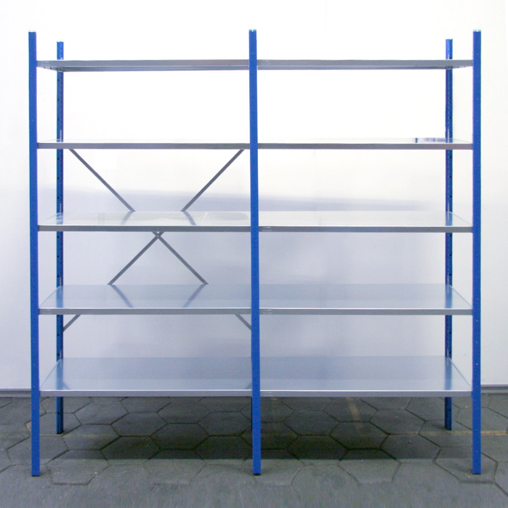 Voordeelrij Legbordstelling Medium Duty 2000x3000x300, 5 niveaus metaal blauw 90 kgb
