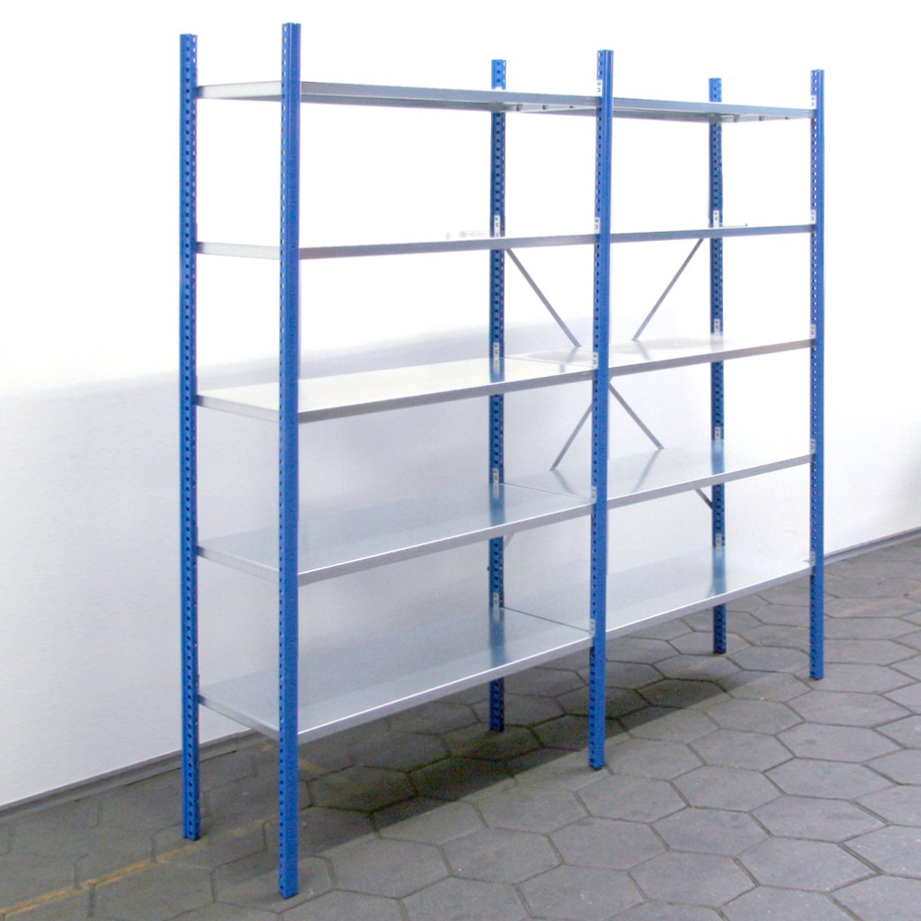 Voordeelrij Legbordstelling Medium Duty 2000x3000x300, 5 niveaus metaal blauw 90 kgb