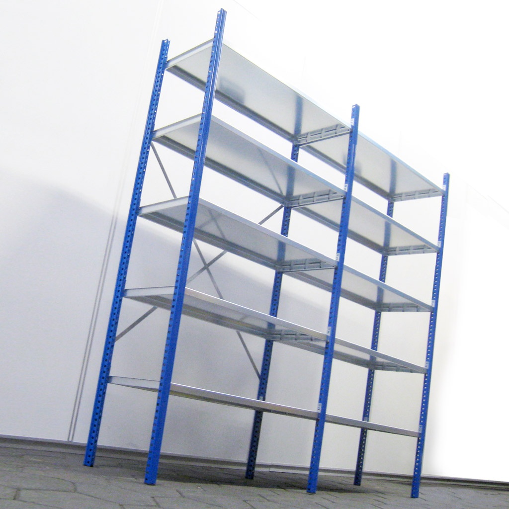 Voordeelrij Legbordstelling Medium Duty 2000x3000x300, 5 niveaus metaal blauw 90 kgb