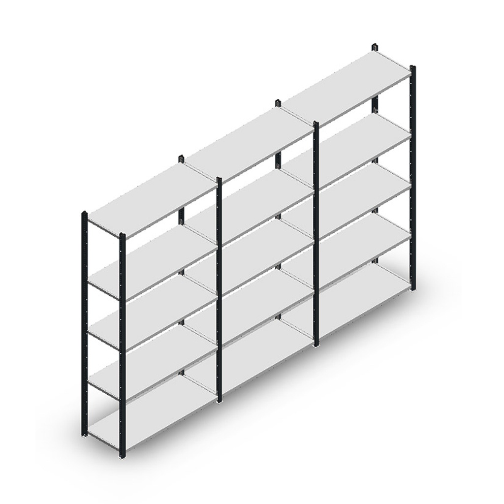 Voordeelrij Legbordstelling Medium Duty 2000x3000x400, 5 niveaus metaal antraciet 90 kg
