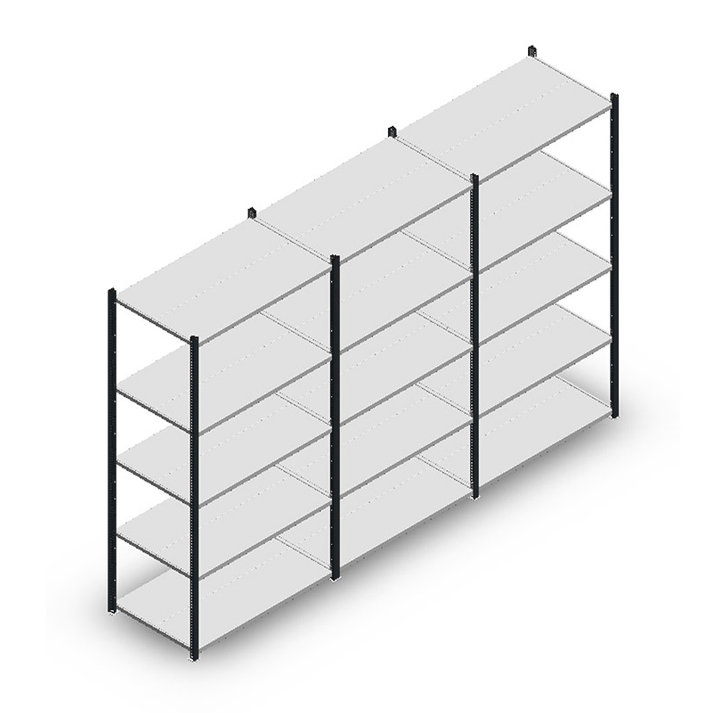 Voordeelrij Legbordstelling Medium Duty 2000x3000x600, 5 niveaus metaal antraciet 180 kg