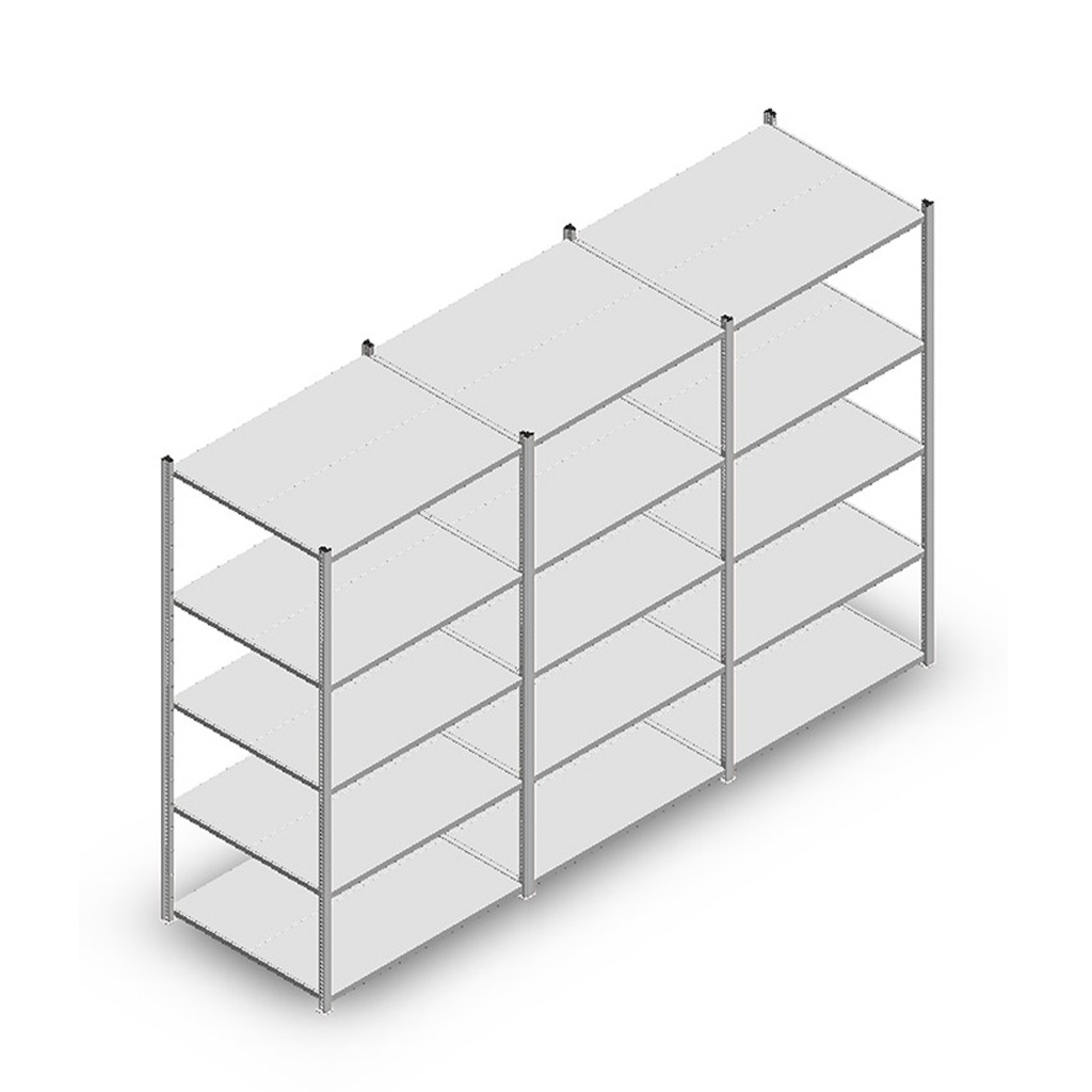 Voordeelrij Legbordstelling Medium Duty 2000x3000x800, 5 niveaus metaal verzinkt 180 kg