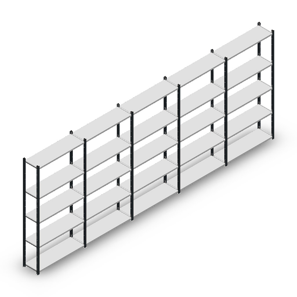 Voordeelrij Legbordstelling Medium Duty 2000x5000x300, 5 niveaus metaal antraciet 90 kg