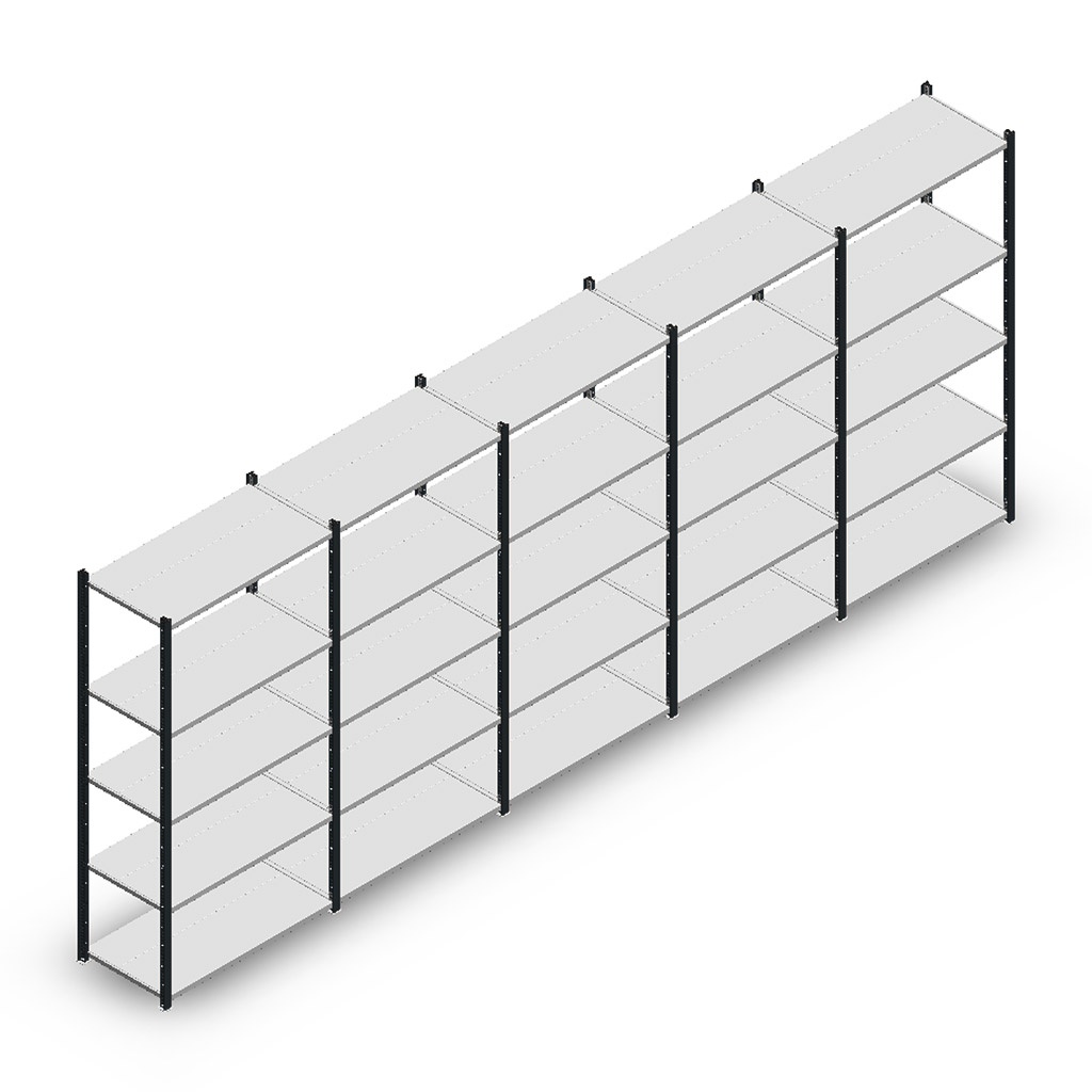 Voordeelrij Legbordstelling Medium Duty 2000x5000x500, 5 niveaus metaal antraciet 70 kg