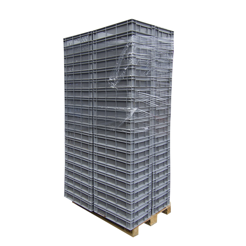 Palletaanbieding 400 gebruikte kunststof stapelkratten 600x400x120 mm (lxbxh) grijs